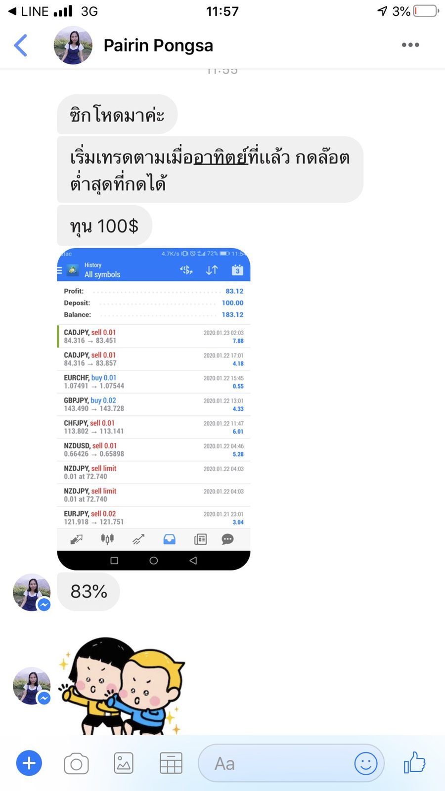 ผลลัพธ์จริงจากนักเรียน ATM — ภาพหน้าจอผลการเทรด